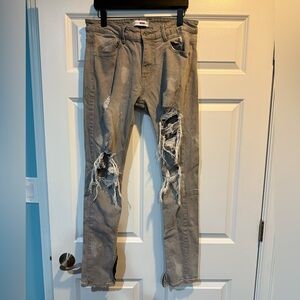 Fashion Nova Men's Light Distressed Gray Jeans Size 34